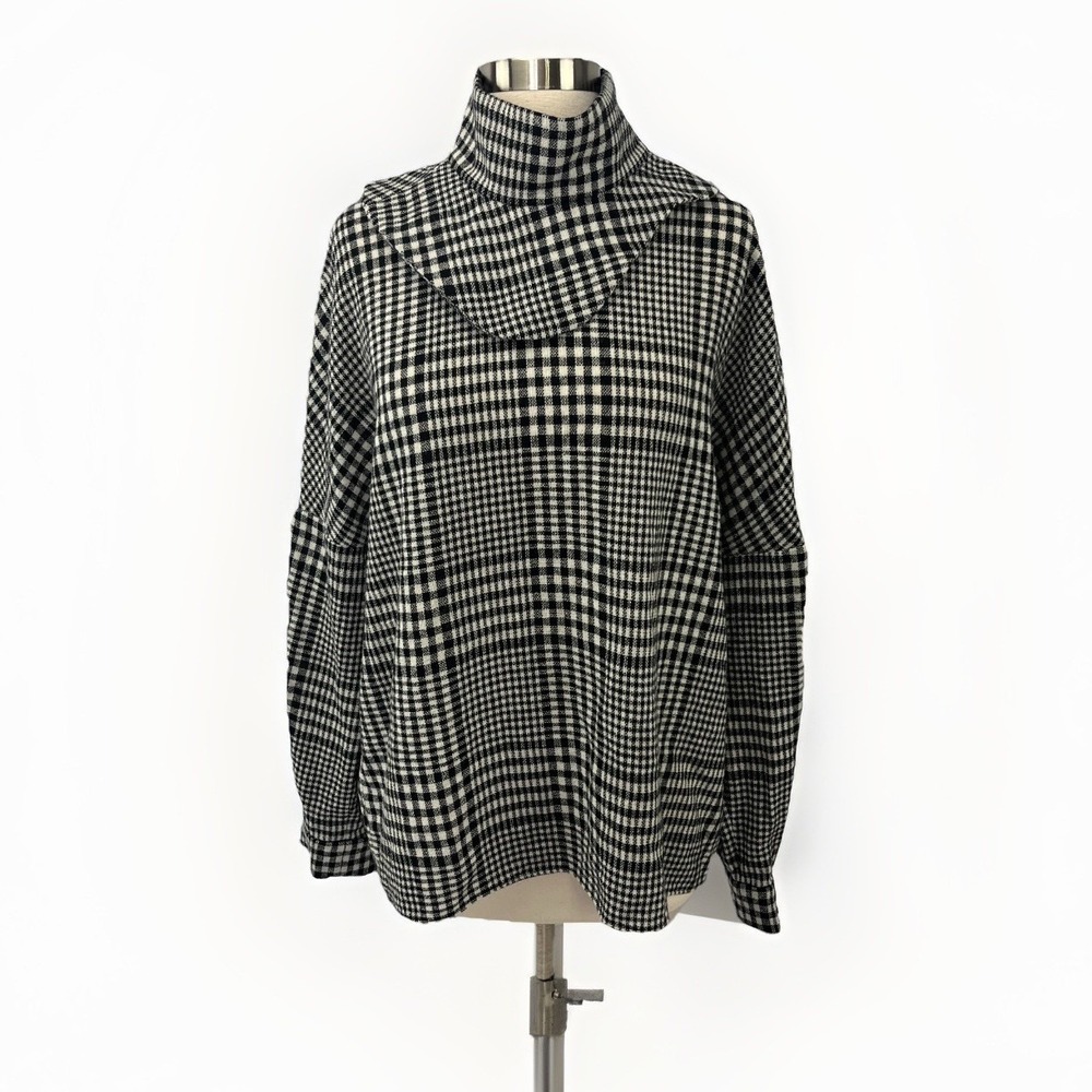 Tibi NWT Wool Plaid Top Sz 10 Black Ivory Glen Check 2 Pc Quiet Luxury Old Money